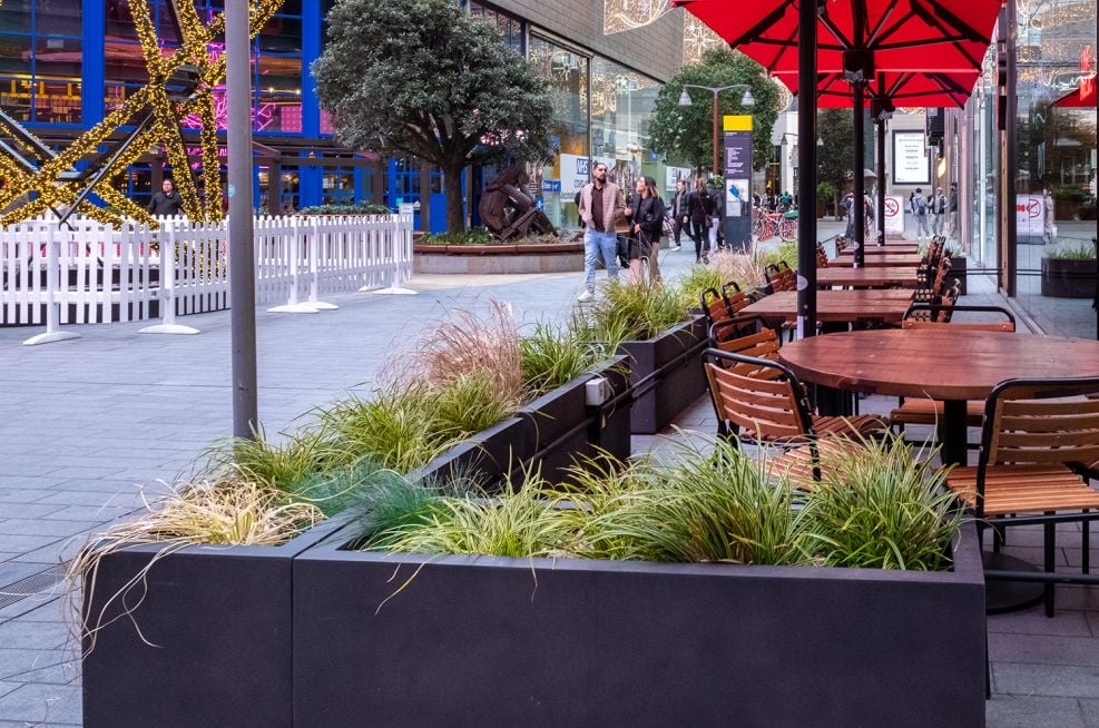 Light Commercial Planters at Big Easy Restaurant GRP Planters for